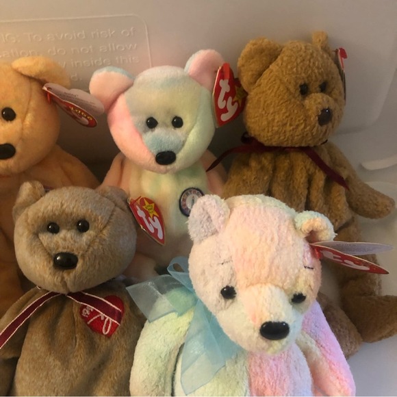 NWT Vintage Ty Beanie Babies Bundle of (7) Assorted Bears Stuffed Animals - Picture 5 of 5